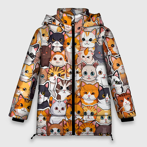 Женская зимняя куртка Очень много котиков / 3D-Черный – фото 1