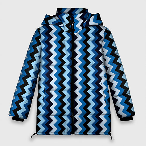 Женская зимняя куртка Ломаные полосы синий / 3D-Черный – фото 1
