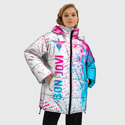 Куртка зимняя женская Bon Jovi neon gradient style по-вертикали, цвет: 3D-черный — фото 2