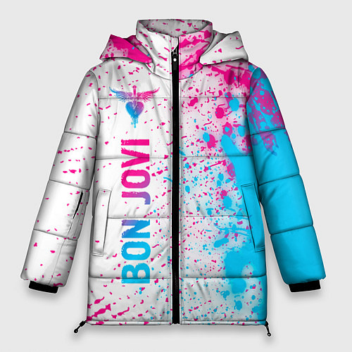 Женская зимняя куртка Bon Jovi neon gradient style по-вертикали / 3D-Черный – фото 1