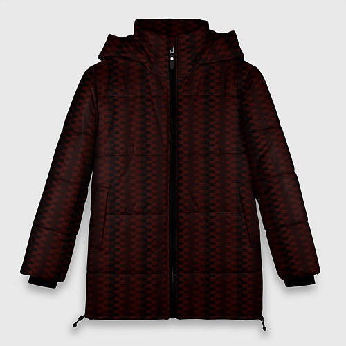 Женская зимняя куртка Тёмно-красный тёмный полосатый / 3D-Черный – фото 1