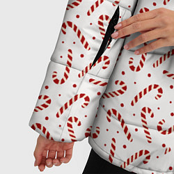 Куртка зимняя женская Caramel cane new years pattern, цвет: 3D-черный — фото 2