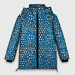 Женская зимняя куртка Белые пузырьки на синем фоне
