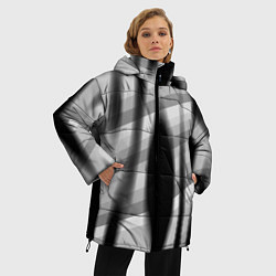 Куртка зимняя женская Черные размытые овалы и полосы, цвет: 3D-красный — фото 2