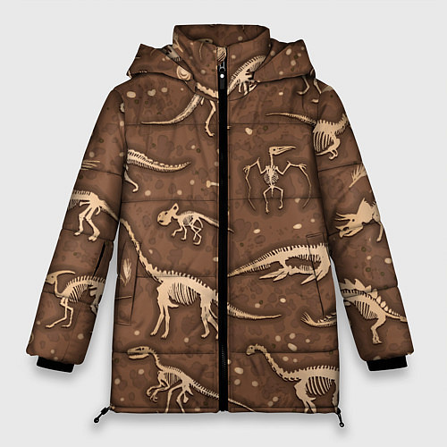 Женская зимняя куртка Dinosaurs bones / 3D-Черный – фото 1