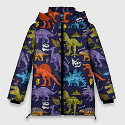 Женская зимняя куртка Мультяшные динозавры