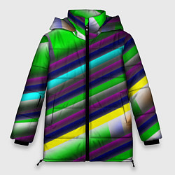 Куртка зимняя женская Размытые абстрактные полосы, цвет: 3D-черный