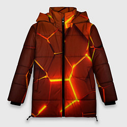 Куртка зимняя женская Плиты абстрактные огненные, цвет: 3D-светло-серый