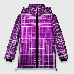 Женская зимняя куртка Фиолетовые неоновые полосы киберпанк