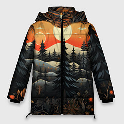 Куртка зимняя женская Зимний лес в ожидании праздника, цвет: 3D-светло-серый