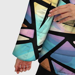 Куртка зимняя женская Радужные треугольники - кристаллы голографические, цвет: 3D-светло-серый — фото 2