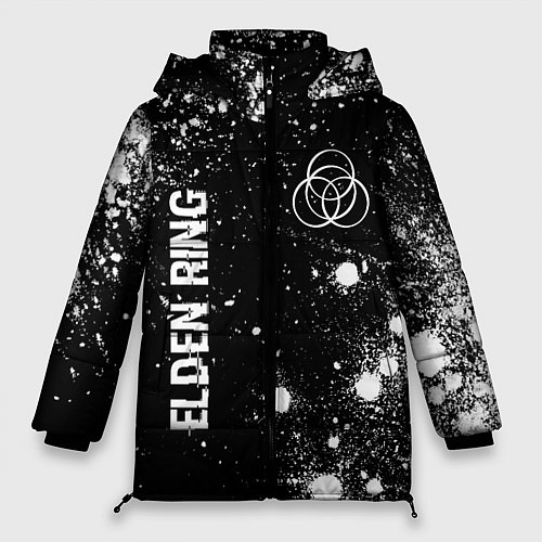 Женская зимняя куртка Elden Ring glitch на темном фоне вертикально / 3D-Черный – фото 1