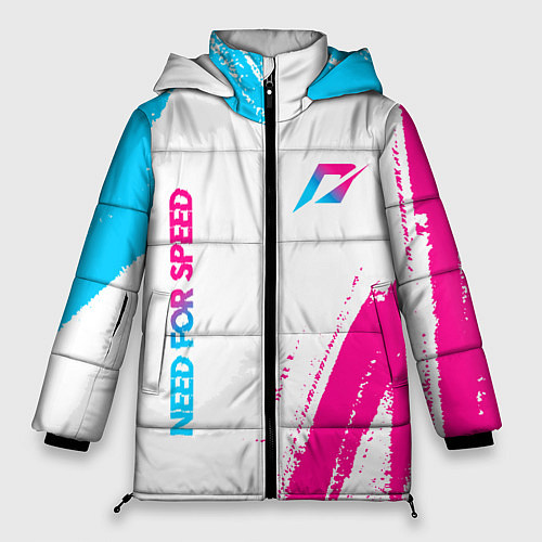 Женская зимняя куртка Need for Speed neon gradient style вертикально / 3D-Черный – фото 1