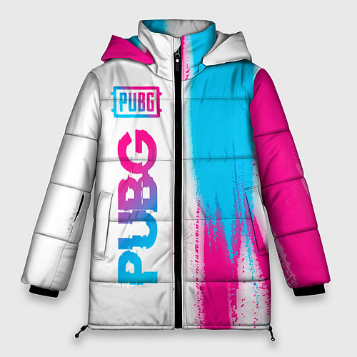 Женская зимняя куртка PUBG neon gradient style по-вертикали / 3D-Черный – фото 1