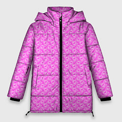 Куртка зимняя женская Маленькие сердечки паттерн розовый, цвет: 3D-светло-серый