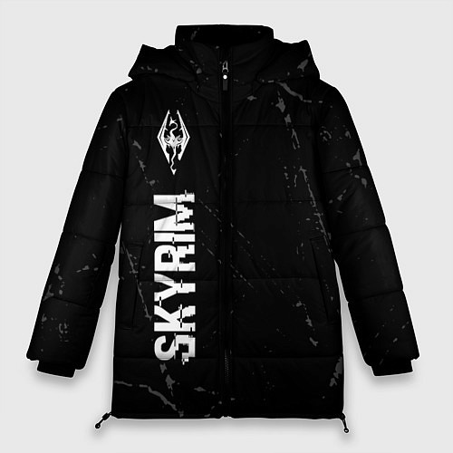 Женская зимняя куртка Skyrim glitch на темном фоне по-вертикали / 3D-Черный – фото 1
