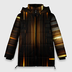 Куртка зимняя женская Неоновый узор черное золото стене, цвет: 3D-черный