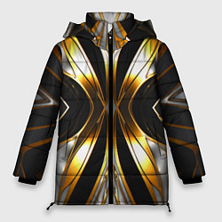Куртка зимняя женская Неоновый узор стальная бабочка, цвет: 3D-черный