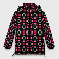 Женская зимняя куртка Красно-черный зеленый геометрический узор