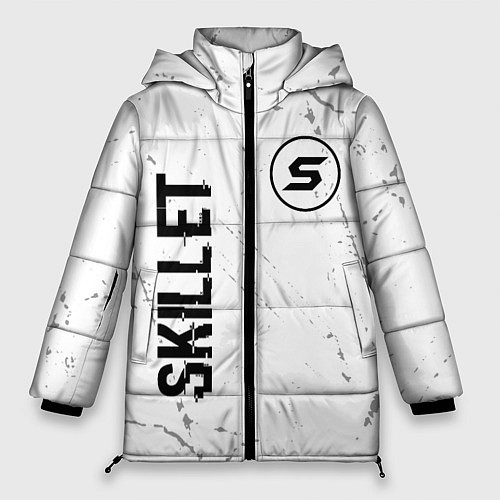 Женская зимняя куртка Skillet glitch на светлом фоне вертикально / 3D-Черный – фото 1