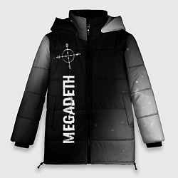 Куртка зимняя женская Megadeth glitch на темном фоне по-вертикали, цвет: 3D-черный