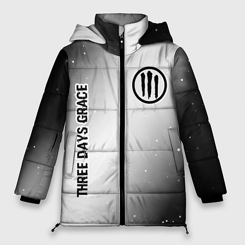 Женская зимняя куртка Three Days Grace glitch на светлом фоне вертикальн / 3D-Черный – фото 1