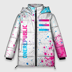 Куртка зимняя женская OneRepublic neon gradient style вертикально, цвет: 3D-черный
