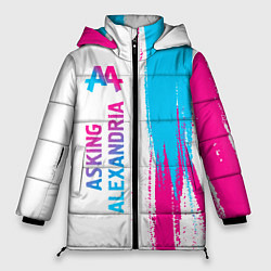 Куртка зимняя женская Asking Alexandria neon gradient style по-вертикали, цвет: 3D-черный