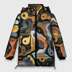 Куртка зимняя женская Пятна необычной формы, цвет: 3D-черный
