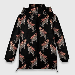 Куртка зимняя женская Леопард в орхидеях, цвет: 3D-черный