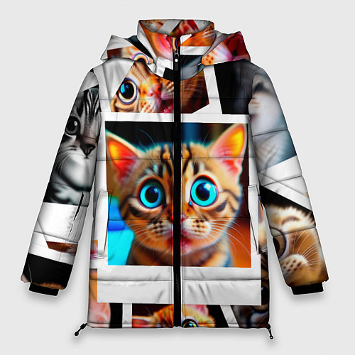 Женская зимняя куртка Котики фото / 3D-Черный – фото 1