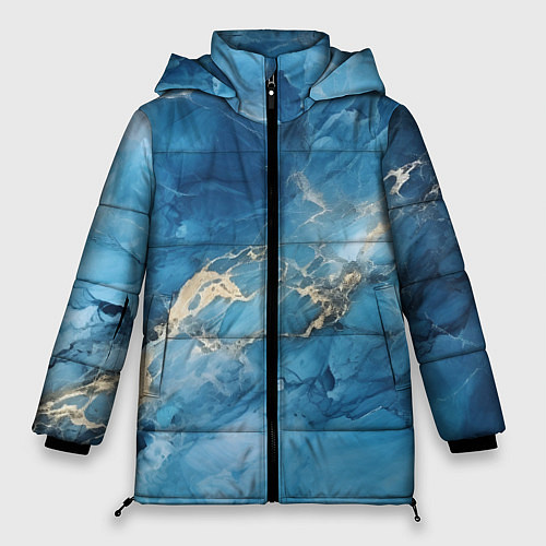 Женская зимняя куртка Синий мрамор / 3D-Черный – фото 1