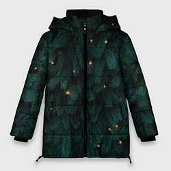 Куртка зимняя женская Ёлка и гирлянды, цвет: 3D-светло-серый
