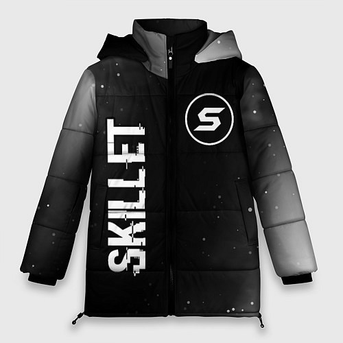 Женская зимняя куртка Skillet glitch на темном фоне вертикально / 3D-Черный – фото 1