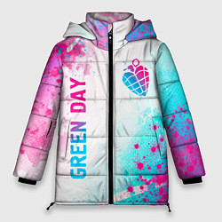 Куртка зимняя женская Green Day neon gradient style вертикально, цвет: 3D-черный