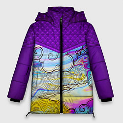 Куртка зимняя женская Облака и спирали, цвет: 3D-светло-серый