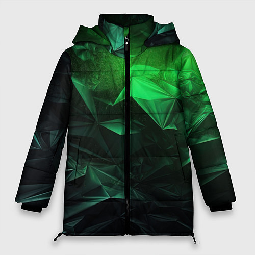 Женская зимняя куртка Глубина зеленого абстракции / 3D-Черный – фото 1