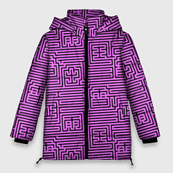 Куртка зимняя женская Лабиринт с иероглифами на сиреневом, цвет: 3D-черный