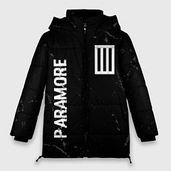 Куртка зимняя женская Paramore glitch на темном фоне вертикально, цвет: 3D-черный