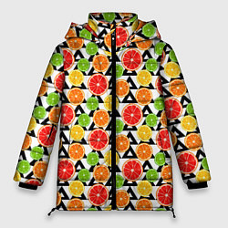 Куртка зимняя женская Citrus pattern, цвет: 3D-черный