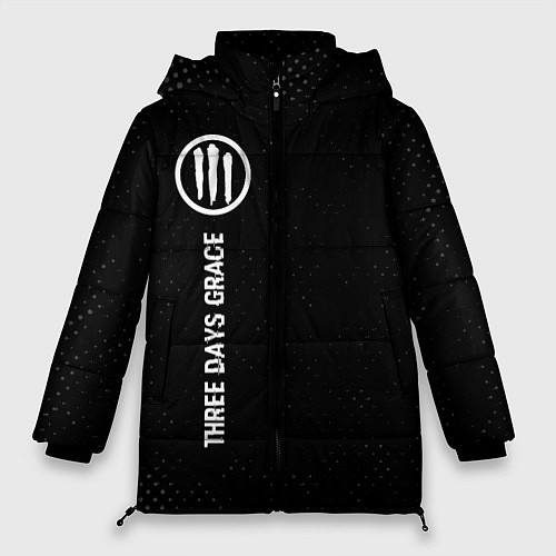 Женская зимняя куртка Three Days Grace glitch на темном фоне по-вертикал / 3D-Черный – фото 1