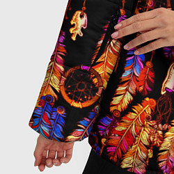 Куртка зимняя женская Ловцы снов с яркими перьями, цвет: 3D-красный — фото 2