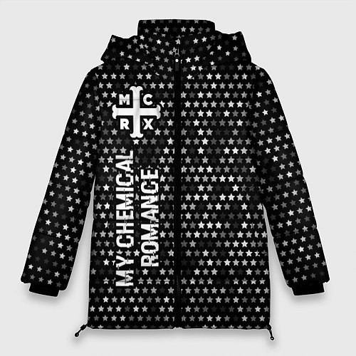 Женская зимняя куртка My Chemical Romance glitch на темном фоне по-верти / 3D-Черный – фото 1