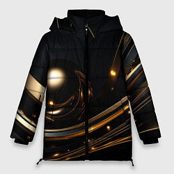 Женская зимняя куртка Абстракция золотого на черном