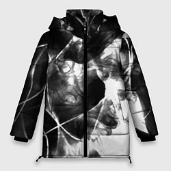 Куртка зимняя женская Черный дым и паттерны, цвет: 3D-черный