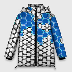 Женская зимняя куртка Синяя энерго-броня из шестиугольников
