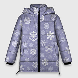 Куртка зимняя женская Снежинки на васильковом, цвет: 3D-светло-серый