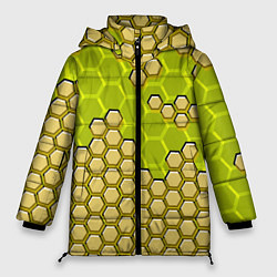 Женская зимняя куртка Жёлтая энерго-броня из шестиугольников