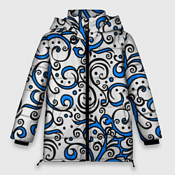 Женская зимняя куртка Синие кружевные узоры