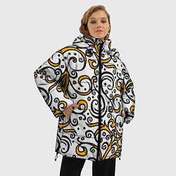 Куртка зимняя женская Жёлтый кружевной узор, цвет: 3D-красный — фото 2
